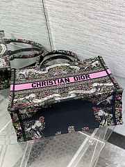 Dior Medium Book Tote Black Multicolor Around the World 36x18x28cm - 3