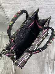 Dior Medium Book Tote Black Multicolor Around the World 36x18x28cm - 2