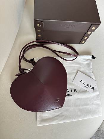 Alaia Le Coeur Shoulder Bag Red Wine 21x17x5cm