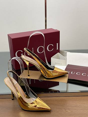 Gucci Signoria Slingback Pump Gold Heel 10.5cm