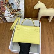 Hermes Kelly 19 Bag Yellow Crocodile Silver 19cm - 4