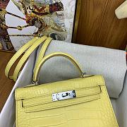 Hermes Kelly 19 Bag Yellow Crocodile Silver 19cm - 3