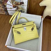 Hermes Kelly 19 Bag Yellow Crocodile Silver 19cm - 2