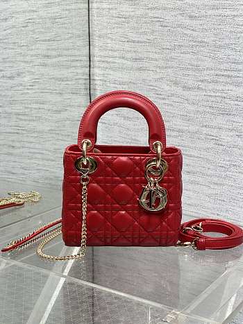 Dior Mini Lady Bag Red Gold 17cm