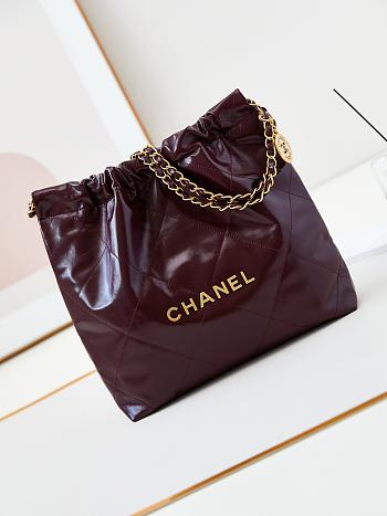 Chanel 22 Handbag Red Wine Gold 35x37x7cm