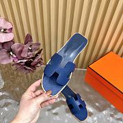 Hermes Oran Slides Navy Blue - 5