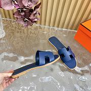 Hermes Oran Slides Navy Blue - 2