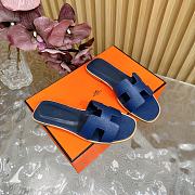 Hermes Oran Slides Navy Blue - 3