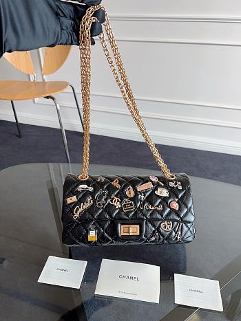 Chanel 2.55 Flap Bag Black Lambskin 25x6x16cm