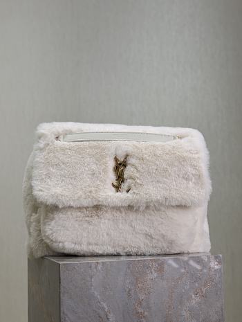 YSL Medium Niki Bag Fur White 32x23x9cm