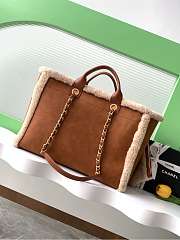 Chanel Shopping Bag Shearling Lambskin Gold Brown 38cm - 4