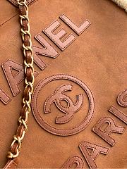 Chanel Shopping Bag Shearling Lambskin Gold Brown 38cm - 2