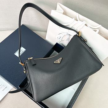 Prada Aimee Medium Leather Shoulder Bag Black 31x18x10cm