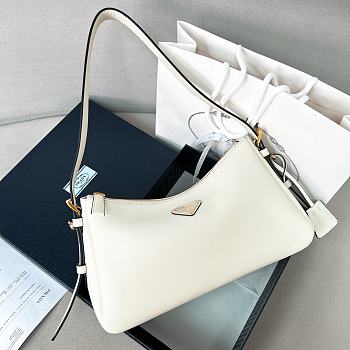 Prada Aimee Medium Leather Shoulder Bag White 31x18x10cm