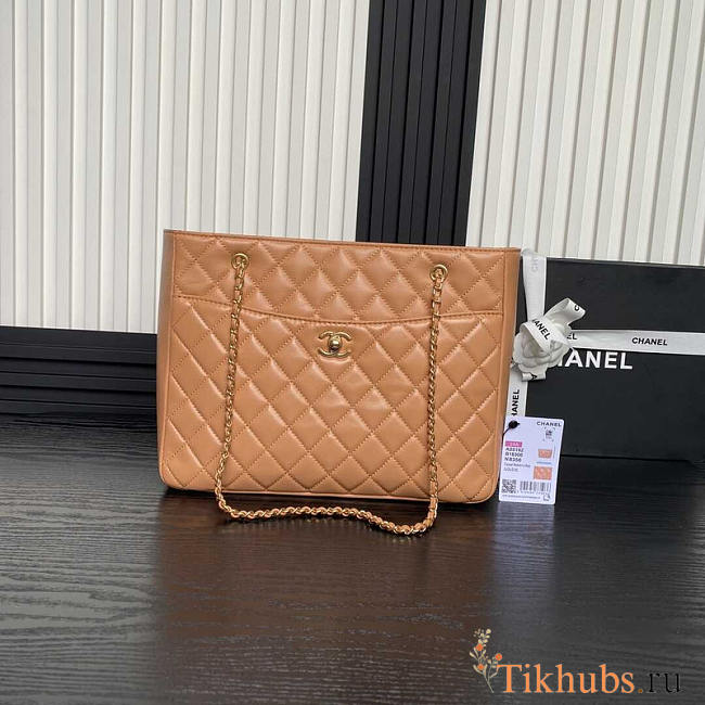 Chanel Shopping Tote Bag Caramel Lambskin Gold 32x24x12cm - 1