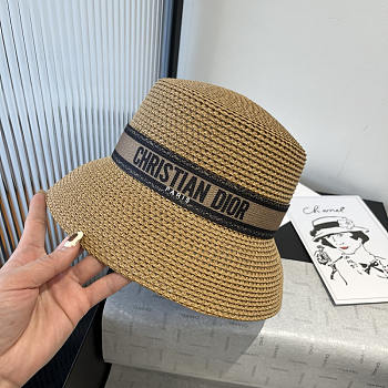 Dior D-Bobby Brim Hat Straw Black 
