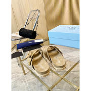 Prada Suede Buckle Slide Sandals Beige - 3