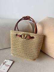 Valentino Garavani VLogo Small Raffia Tote Bag  - 1