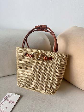 Valentino Garavani VLogo Small Raffia Tote Bag 