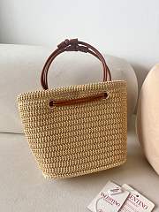 Valentino Garavani VLogo Small Raffia Tote Bag  - 3