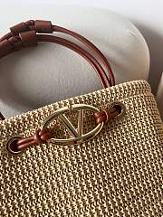 Valentino Garavani VLogo Small Raffia Tote Bag  - 2