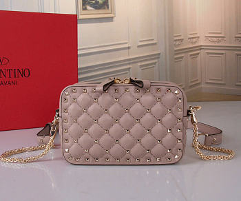 Valentino Rockstud Spike Leather Pink Camera 19x12x5.5cm