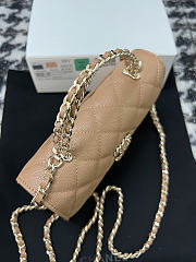 Chanel Flap Chain Bag Tan Caviar Gold With Handle 18x10x4.5cm - 6