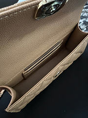 Chanel Flap Chain Bag Tan Caviar Gold With Handle 18x10x4.5cm - 5