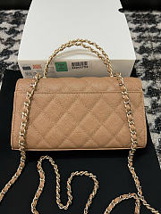 Chanel Flap Chain Bag Tan Caviar Gold With Handle 18x10x4.5cm - 3