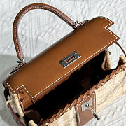 Hermes Kelly Picnic Mini Bag Brown Silver 19cm - 6