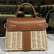 Hermes Kelly Picnic Mini Bag Brown Silver 19cm - 2