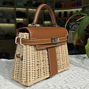 Hermes Kelly Picnic Mini Bag Brown Silver 19cm - 3