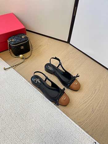 Valentino Valet Slingback Ballerina Black Brown Flat
