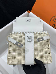 Hermes Kelly Picnic Mini Bag White Silver 19cm - 4