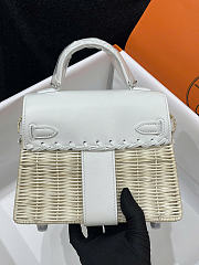 Hermes Kelly Picnic Mini Bag White Silver 19cm - 3