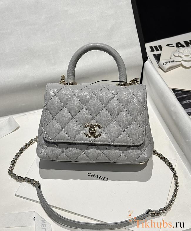 Chanel Mini Coco Handle Bag Grey Caviar 18x13x9cm - 1