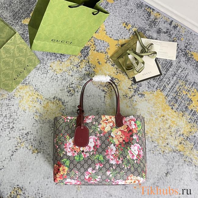 Gucci Reversible GG Supreme Leather Blooms Red Tote 38x28x12cm - 1