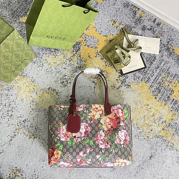 Gucci Reversible GG Supreme Leather Blooms Red Tote 38x28x12cm