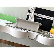 Chanel Flap Bag Tweed Lambskin Silver Gray White Black 22cm - 6