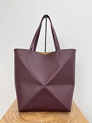 Loewe XL Puzzle Fold Tote Shiny Calfskin Red Wine 42x41x18cm - 4