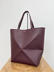 Loewe XL Puzzle Fold Tote Shiny Calfskin Red Wine 42x41x18cm - 3