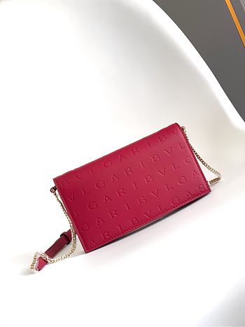 Bvlgari Logo Infinitum Chain Wallet Red 19x10.5x4.5cm