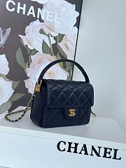 Chanel Mini Flap Bag Handle Caviar Gold Navy Blue 19x14x4.5cm - 6