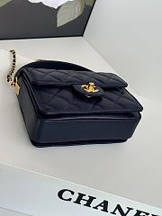 Chanel Mini Flap Bag Handle Caviar Gold Navy Blue 19x14x4.5cm - 4