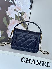 Chanel Mini Flap Bag Handle Caviar Gold Navy Blue 19x14x4.5cm - 3