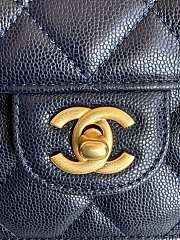 Chanel Mini Flap Bag Handle Caviar Gold Navy Blue 19x14x4.5cm - 2