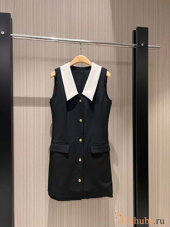 Miu Miu Black Stretch Wool Mini Dress - 1
