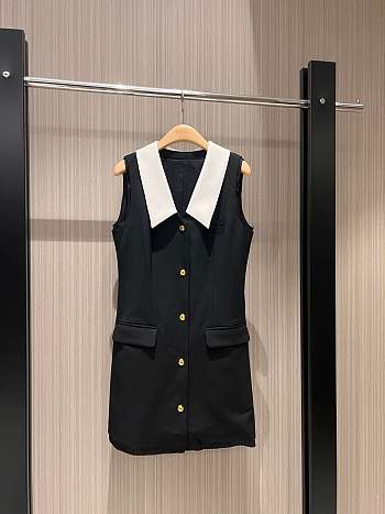 Miu Miu Black Stretch Wool Mini Dress