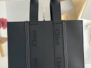 Chloe Large Woody Tote Bag Black Calfskin 45x33x13cm - 4