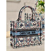 Dior Small Book Tote White Blue Papillon 26.5x22x14cm - 5